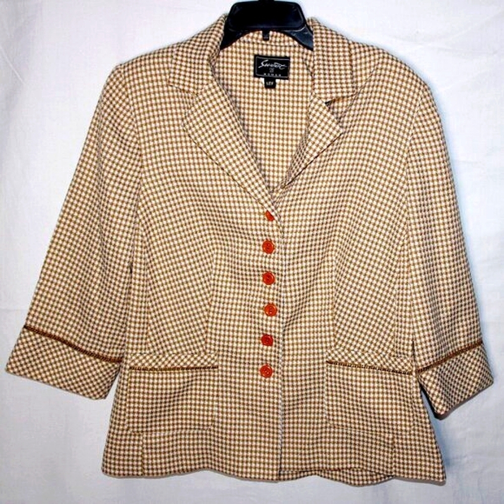 🔹 Sweet Suit Woman Houndstooth Blazer - Size 14W 🔹
